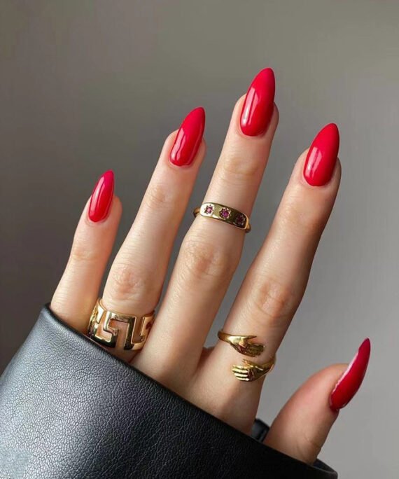 Blood Red Almond nails