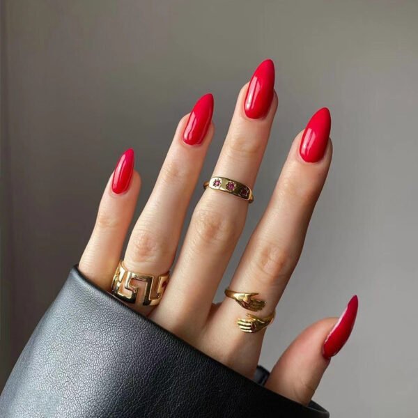 Blood Red Almond nails