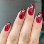 Red Cat Eyes | Square Medium Length Press On Nails | HerNails
