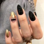 Glossy Black Glam | Oval Press On Nails | HerNails