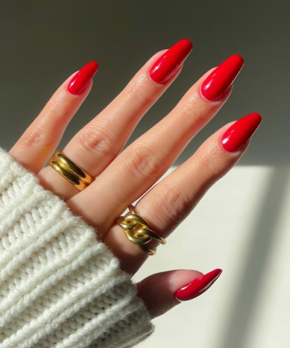 Blood Red Almond Nails