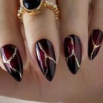 Glittery Marble | Almond Press On Nails | HerNails