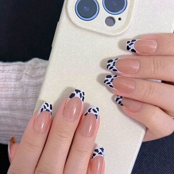Cow-print French Nails