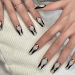 Black Curves | Coffin Long Length Press On Nails | HerNails