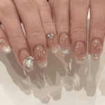 Little Romance - Glittery Cat Eyes with Rhinestones | Coffin Long Length Press On Nails | HerNails