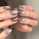Gray Cat Eyes | Oval Short Length Press On Nails | HerNails