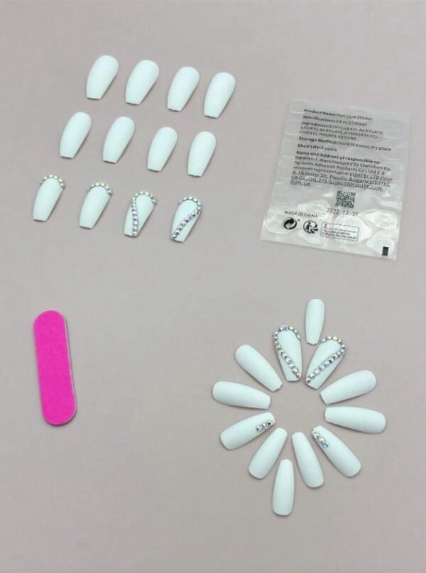 Matte White with Heart Shaped Rhinestones