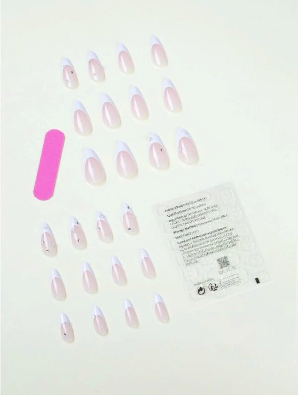 Milky White with Diamond Almond French