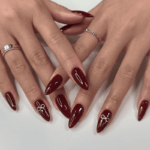 Wine Red Glam | Stiletto Long Length Press On Nails | HerNails