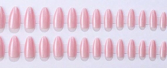 Pink Pearl Chrome Almond Nails
