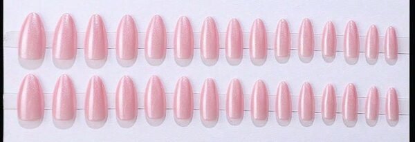 Pink Pearl Chrome Almond Nails