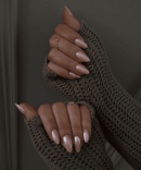 Pink Pearl Chrome Almond Nails