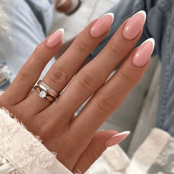 Simple French Almond Nails