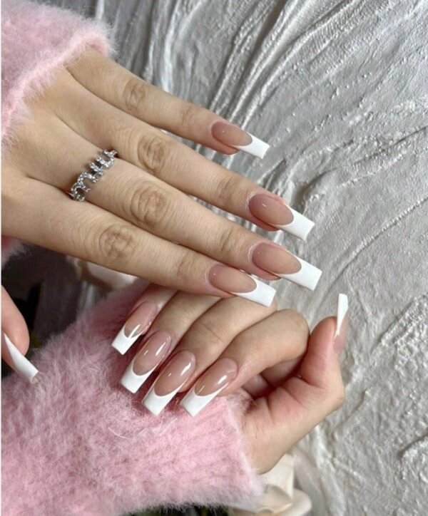 Simple Long French Coffin Nails
