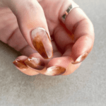 Simple Retro Brown Marble Texture | Almond Long Length Press On Nails | HerNails